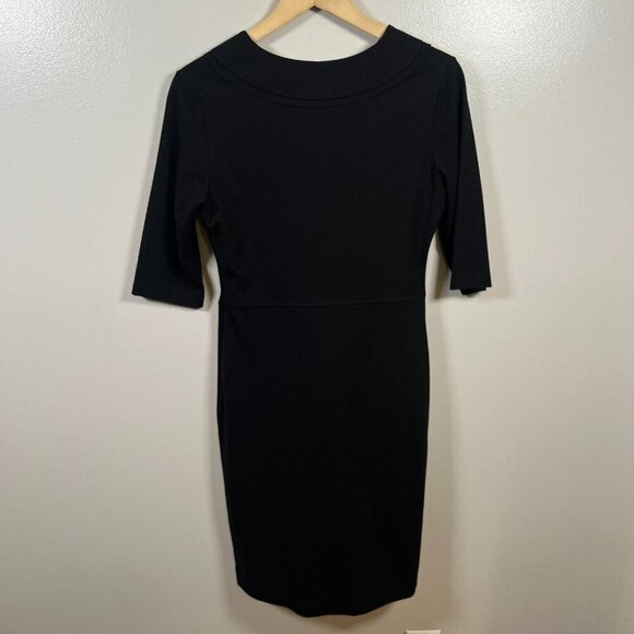 Piazza Sempione Sheath Dress Size IT 44 US 8 Black Career Work Office Side Zip - Picture 2 of 10